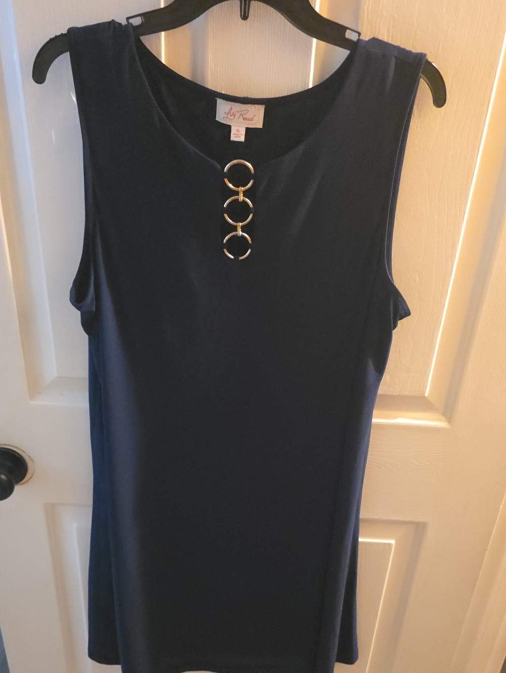 Ivy Road Navy Sleeveless Tunic with Gold Ring Detail